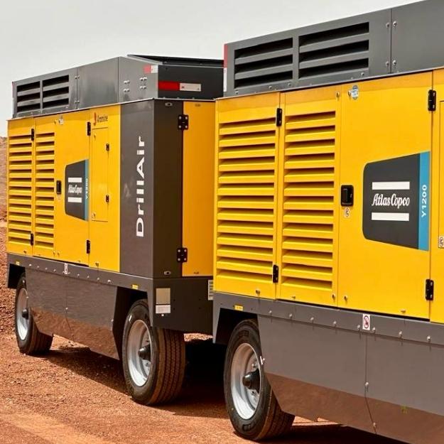 Y1200 Copco 15bar 38.6m3 Diesel Mobile Air Compressors 35 Bar 1363cfm Atlascopco Y1200 Cfm Compresor High Pressure